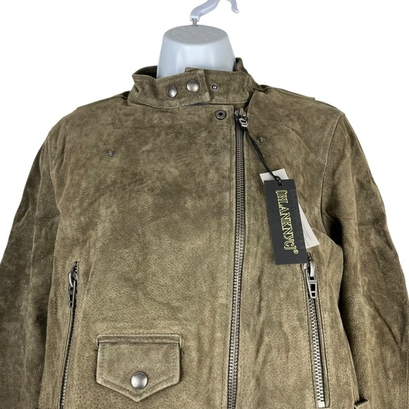 NEW BLANKNYC Cropped Suede Moto Boho Jacket Rosemary Green 100% Leather Jacket - Picture 5 of 12